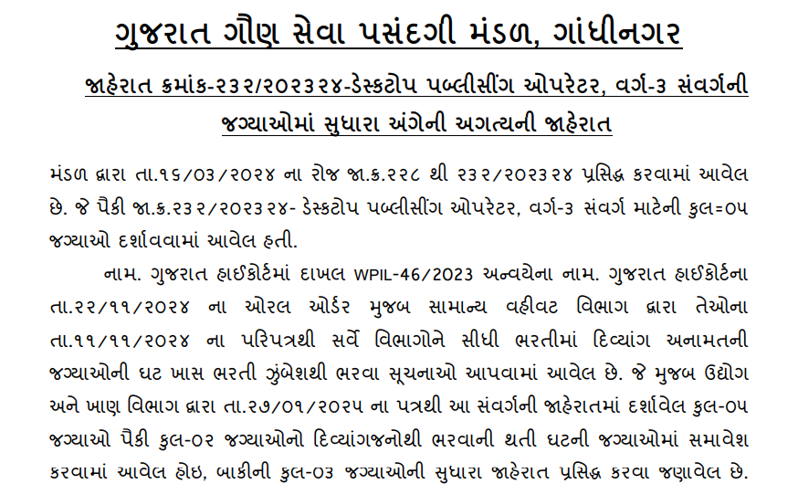 GSSSB Desktop publishing operator vacancies correction 2025.png